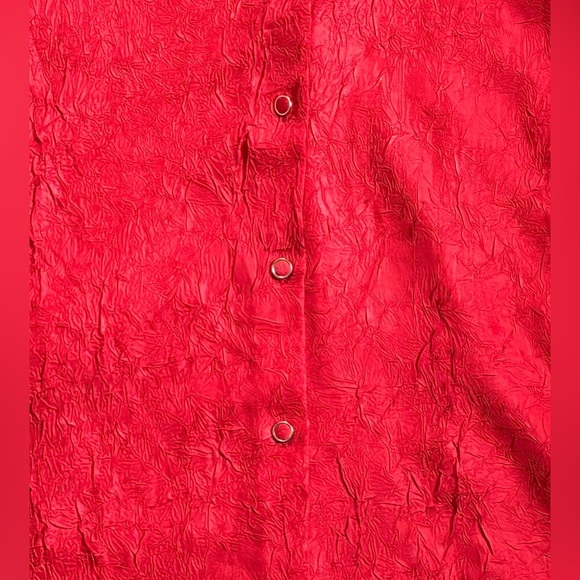 House Of Harlow 1960 Crinkle Fabric Tomato Red Blouse Shirt Sz Small Bold Goth - Picture 2 of 6